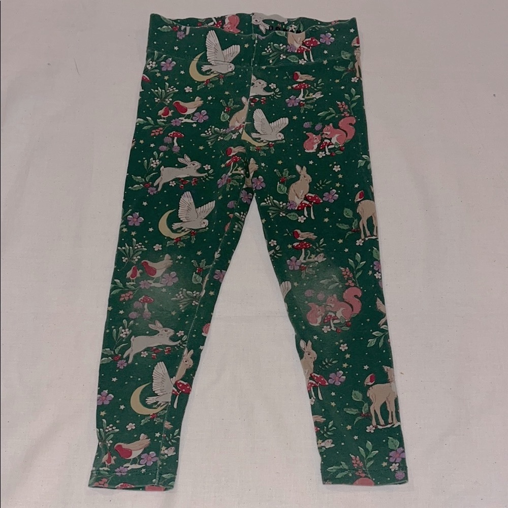 Mini Boden Girls' Green Woodland Animal Print Leggings